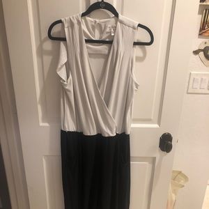 Black and white sleeveless jumpsuit